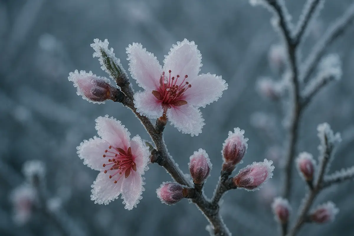 Donmuş şeftali çiçeği